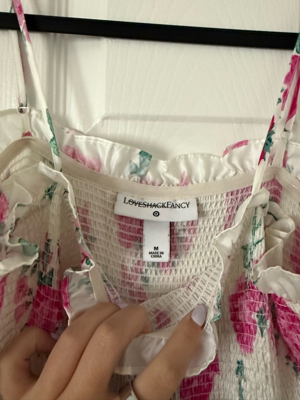 LoveShackFancy Target White Dress with Pink Rose Print - Picture 3 of 4